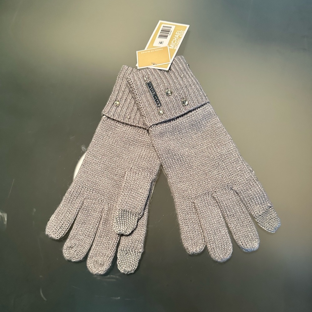 Michael Kors Gray Knit Gloves